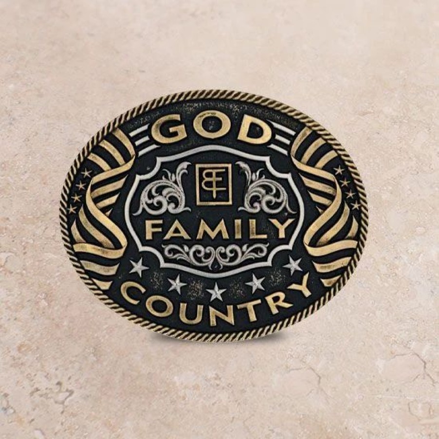 Buckles * | Montana Silversmiths God Family Country Attitude Buckle