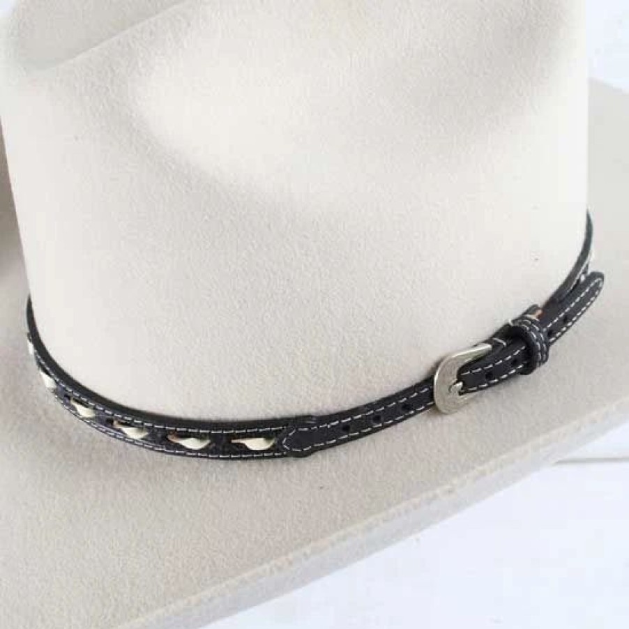 Hats * | M And F Black And White Buckstitch Hatband