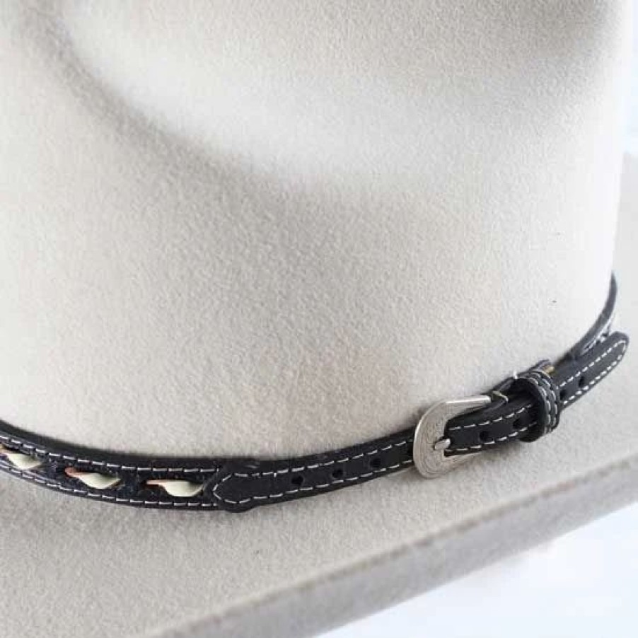 Hats * | M And F Black And White Buckstitch Hatband