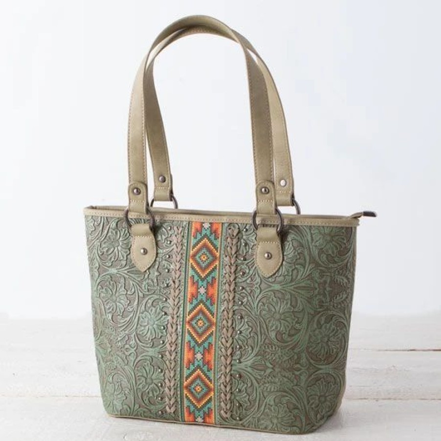 Handbags * | Green Aztec Conceal Carry Handbag