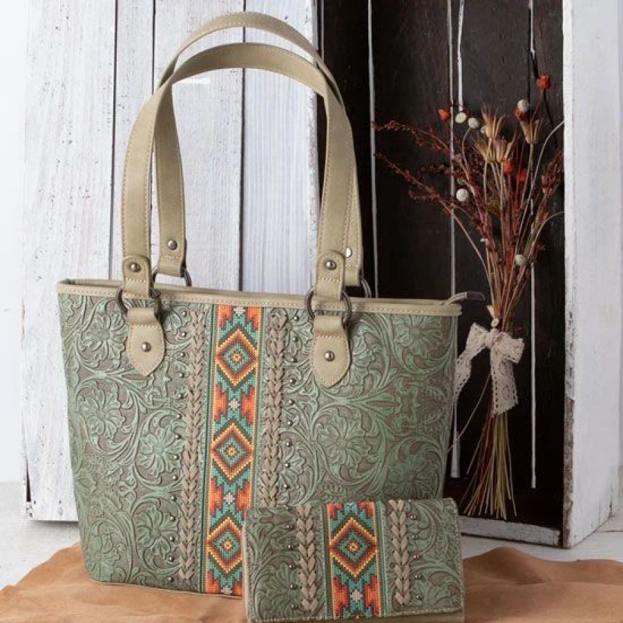 Handbags * | Green Aztec Conceal Carry Handbag