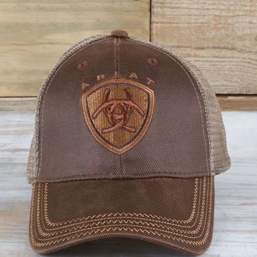 Hats * | Ariat Brown Oilskin Cap