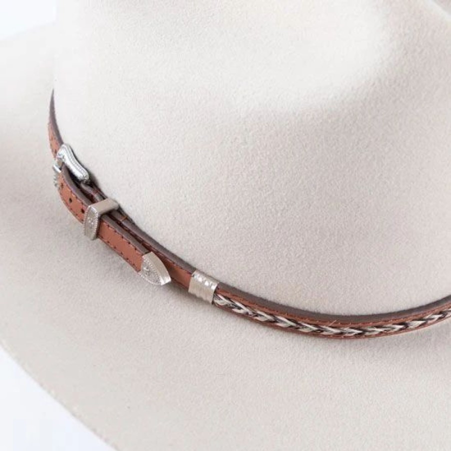 Hats * | Leather Hatband With Horse Hair Inlay