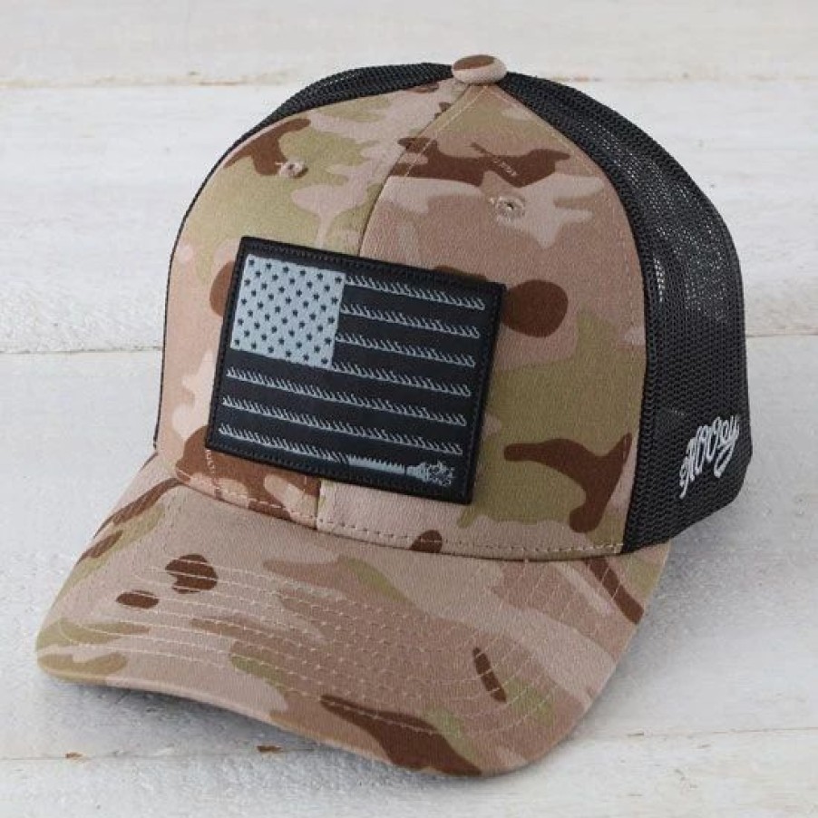 Hats * | Hooey Liberty Roper Camo Trucker Ball Cap