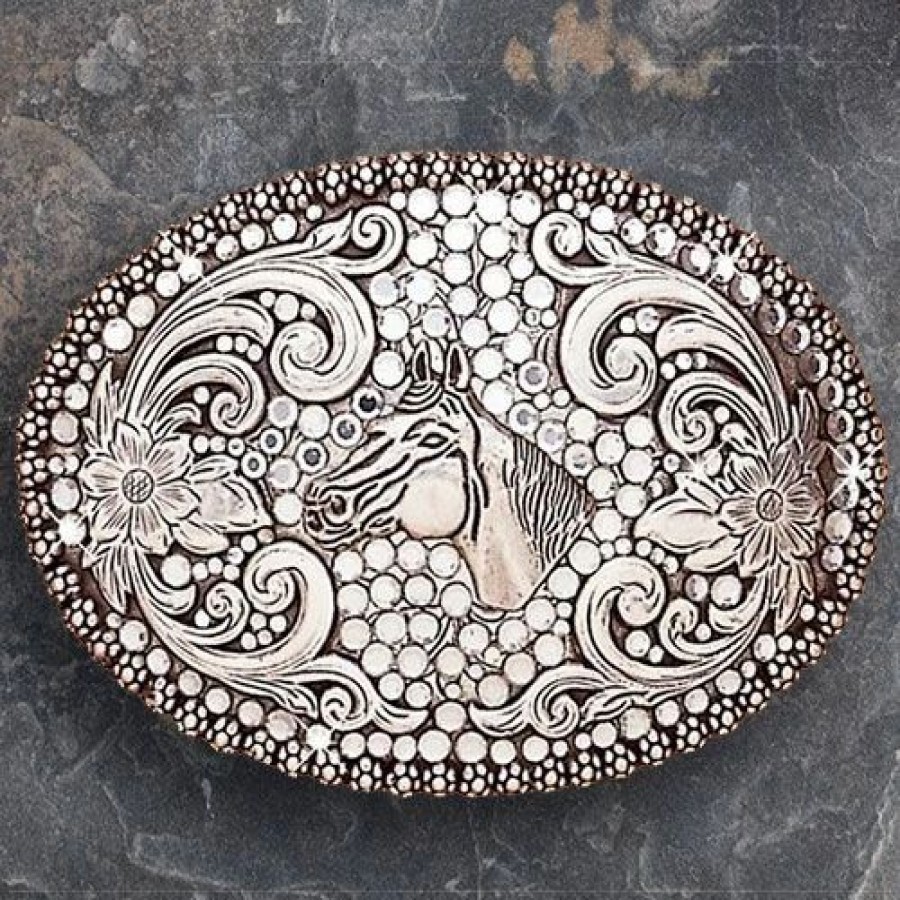 Buckles * | Blazin' Roxx Crystal Horsehead Buckle