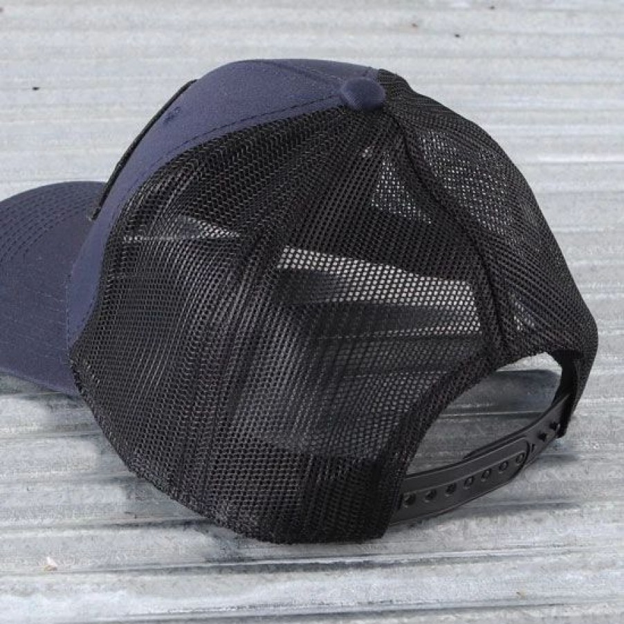 Hats * | Wrangler Navy Patch Ball Cap