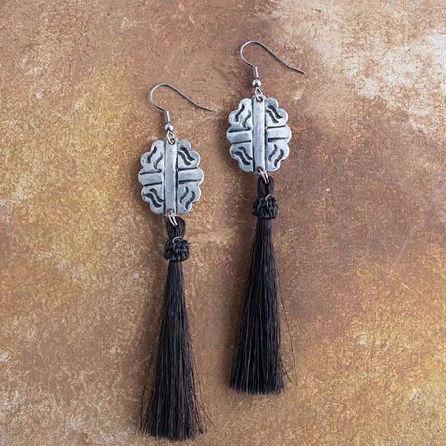 Jewelry * | Cowboy Collectibles Ponderosa Point Sorrel Horsehair Tassel Earrings