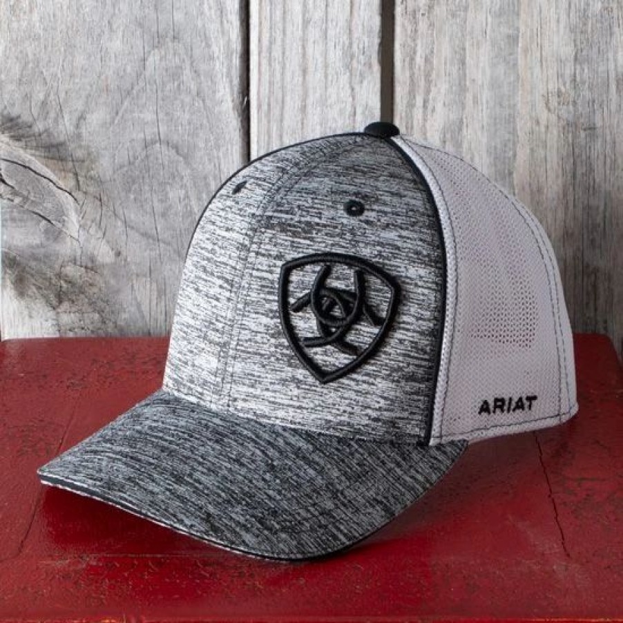 Hats * | Ariat Black Space Snap Back Cap