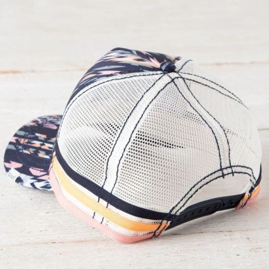 Hats * | Cruel Girl Dusty Peach Aztec Trucker Ball Cap