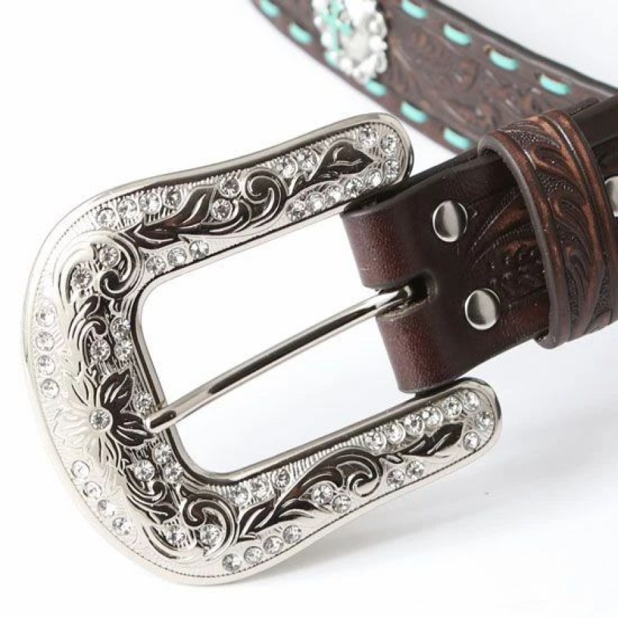 Belts * | Nocona Marlow Turquoise Stitched Belt