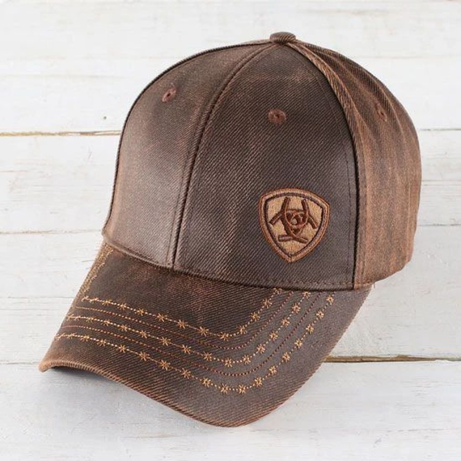 Hats * | Ariat Brown Oilskin Solid Cap