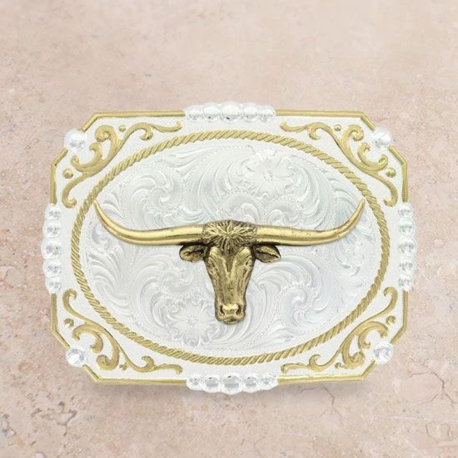 Buckles * | Montana Silversmiths Cowboy Cameo Longhorn Buckle