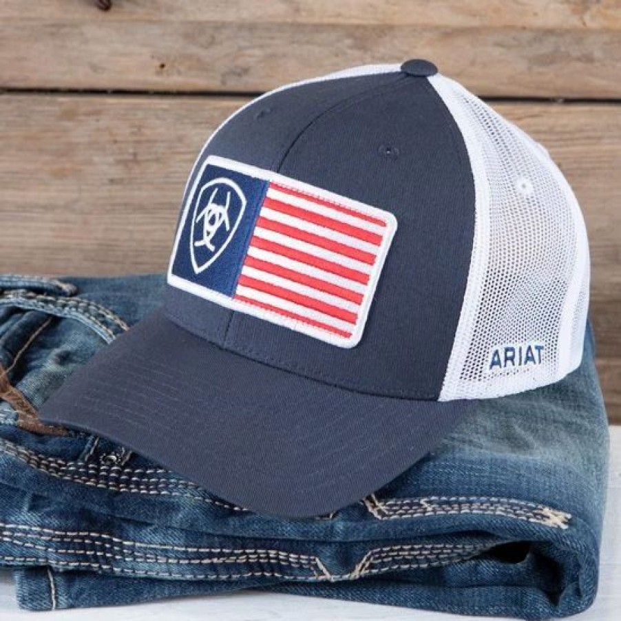 Hats * | Ariat Americana Mesh Snap Back Cap