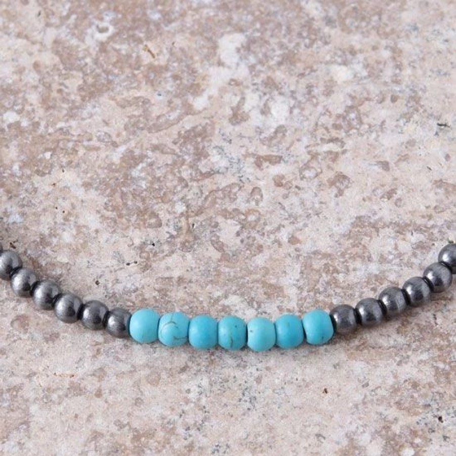 Jewelry * | Navajo Turquoise Bead Choker Necklace