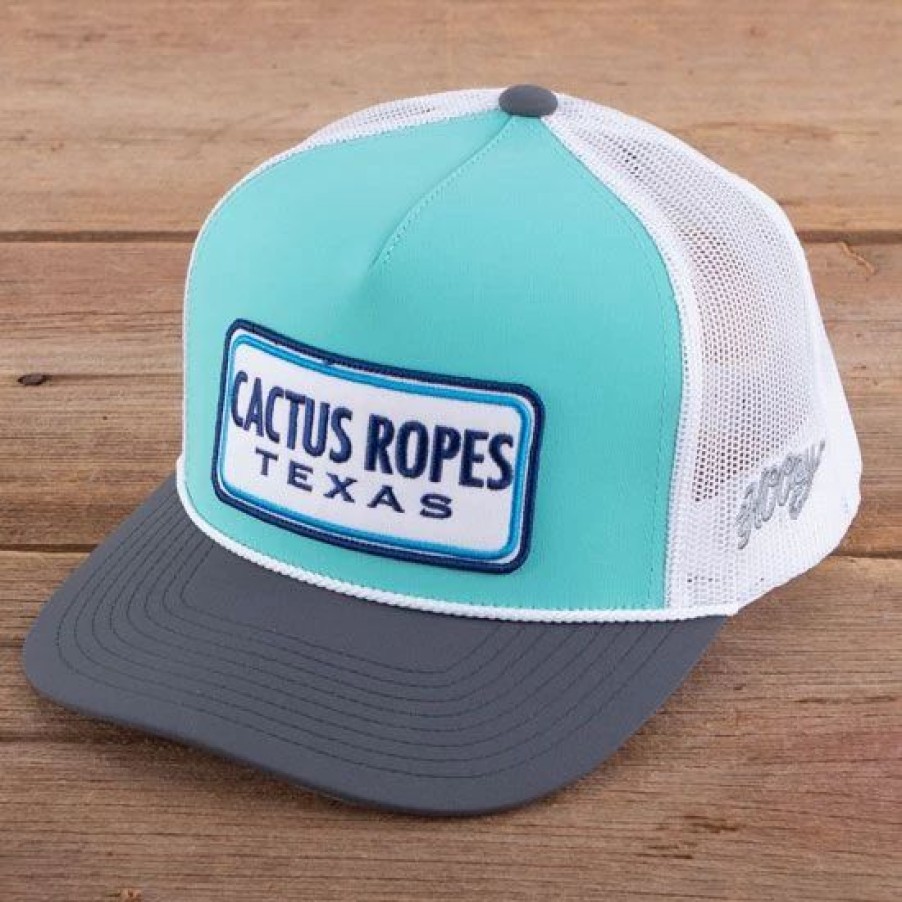 Hats * | Hooey Cactus Ropes Blue And White Ball Cap