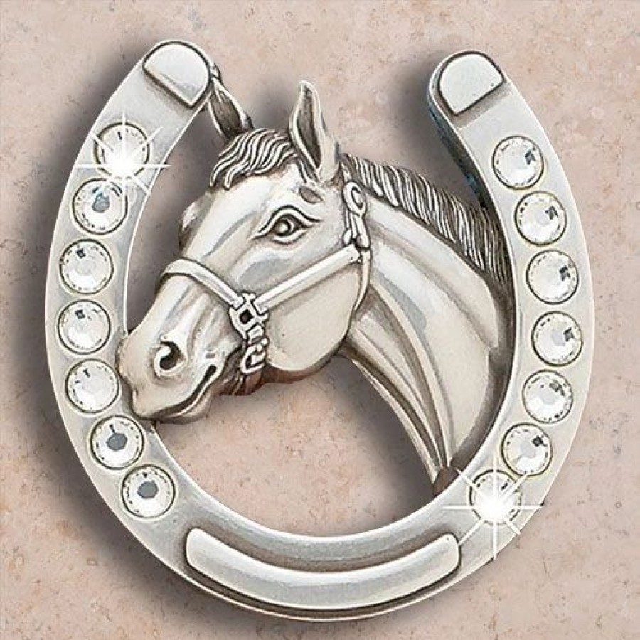 Buckles * | Blazin' Roxx Crystal Horsehead/Horseshoe Buckle