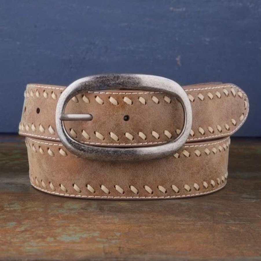 Belts * | Cowgirls Rock Buckstitch Vintage Leather Belt