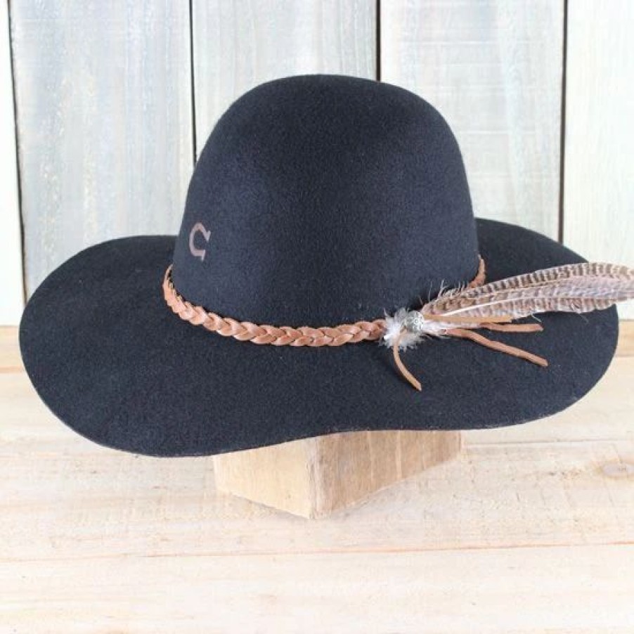 Hats * | Charlie 1 Horse Wanderlust Black Floppy Hat