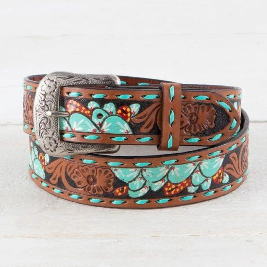 Belts * | Roper Womens Blue Floral Belt