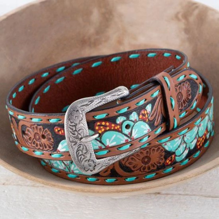 Belts * | Roper Womens Blue Floral Belt