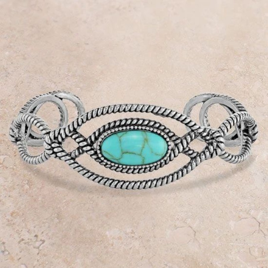 Jewelry * | Montana Silversmiths Montana Silversmith Knot Turquoise Cuff Bracelet