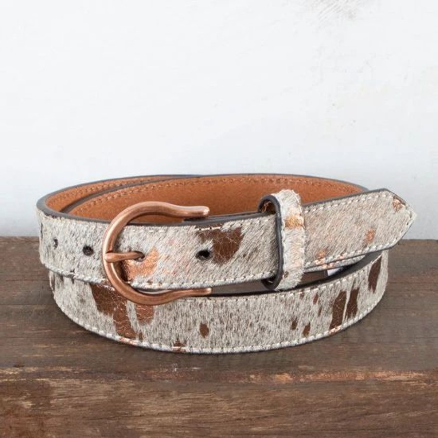 Belts * | Ariat Acid Wash Hair On Belt