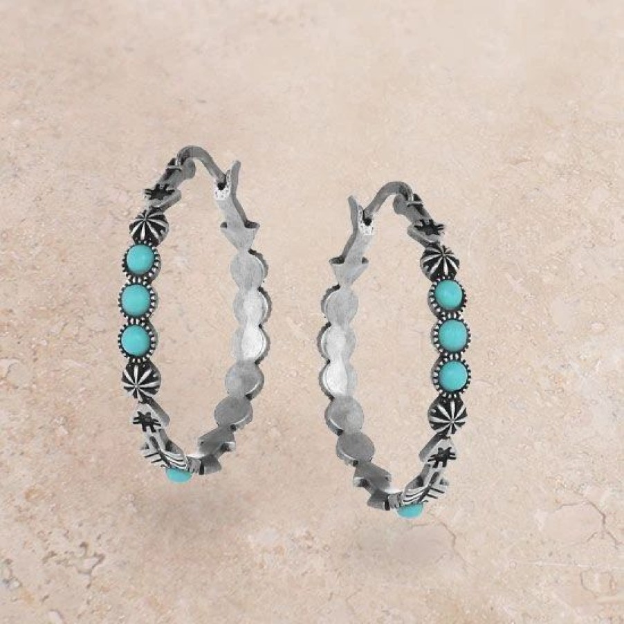 Jewelry * | Montana Silversmiths Turquoise Hoop Earrings