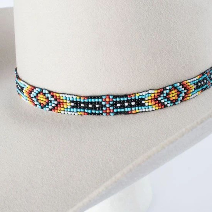 Hats * | Rodeo King Orange And Yellow Beaded Hatband