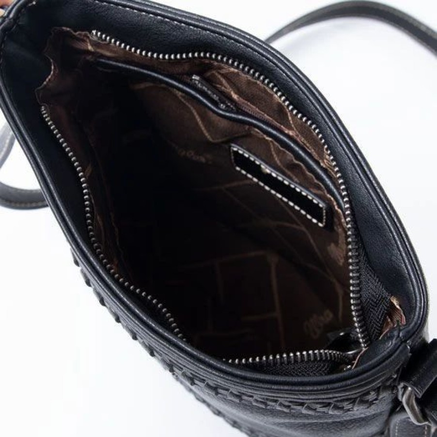 Handbags * | Wrangler Black Stitched Concealed Carry Crossbody