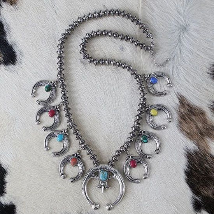 Jewelry * | Ada Silver Squash Blossom Necklace