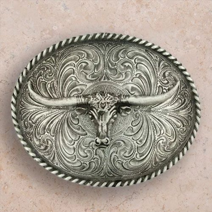 Buckles * | Montana Silversmiths Montana Silversmith'S Antique Longhorn Buckle