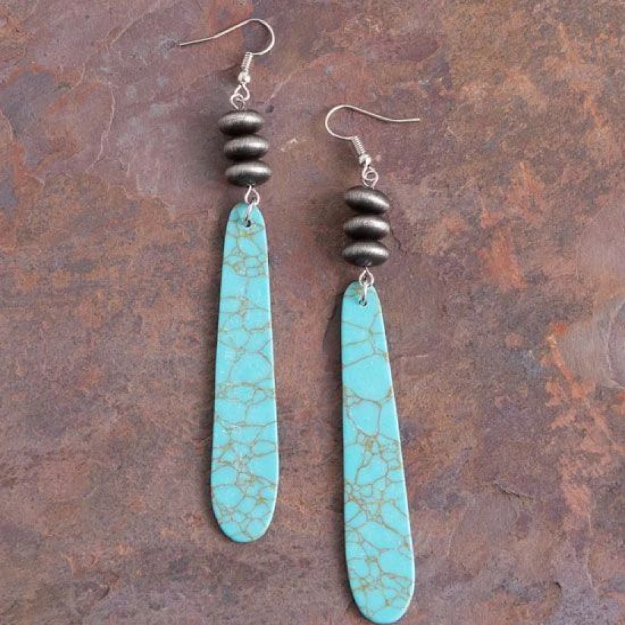 Jewelry * | West And Company Turquoise Navajo Slab Earring