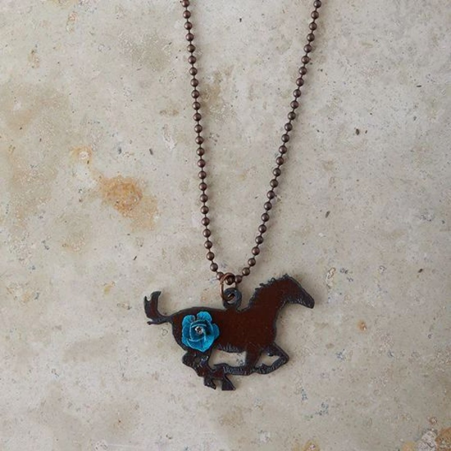 Jewelry * | Pewter Galloping Horse Necklace