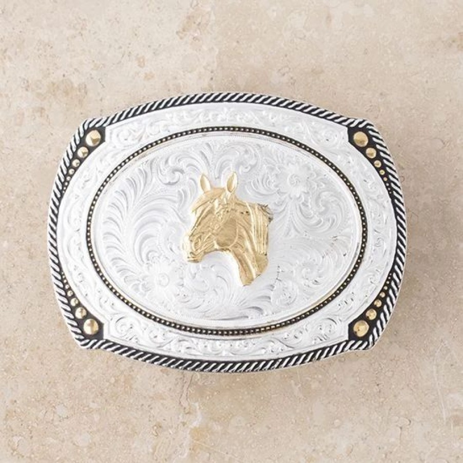 Buckles * | Montana Silversmiths Large Cameo Roped Buckle