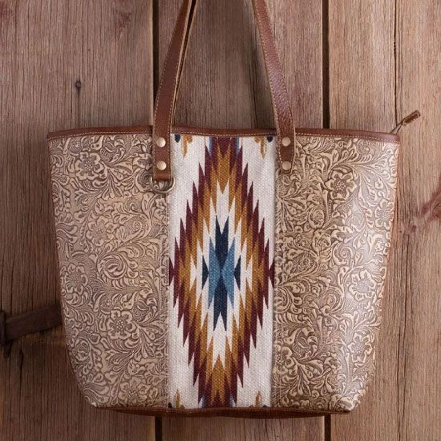 Handbags * | Tooled Aztec Tote Bag