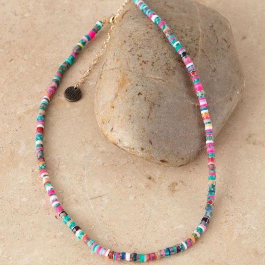 Jewelry * | Pink Panache Rainbow Beaded Necklace