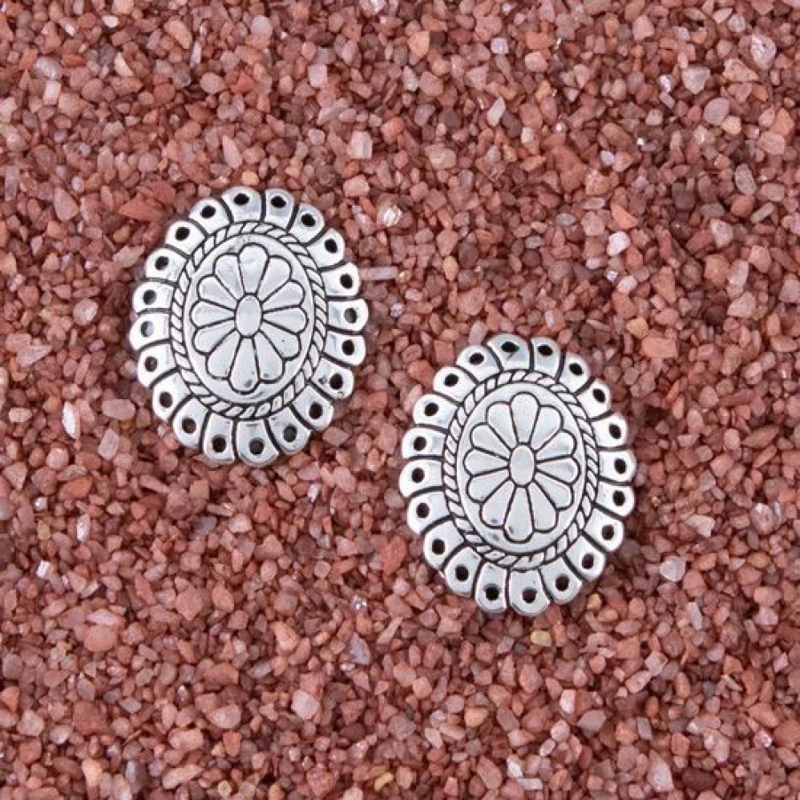 Jewelry * | West And Company W&Co Silver Flower Concho Post Earring