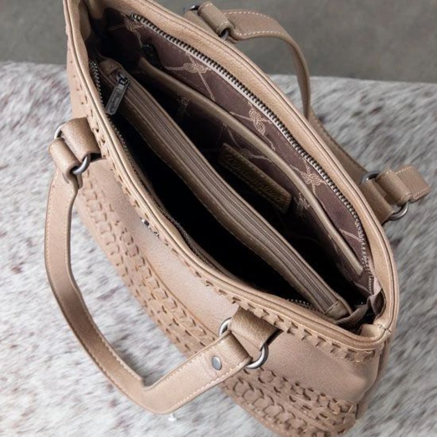 Handbags * | Wrangler Tan Stitch Accent Concealed Carry Tote