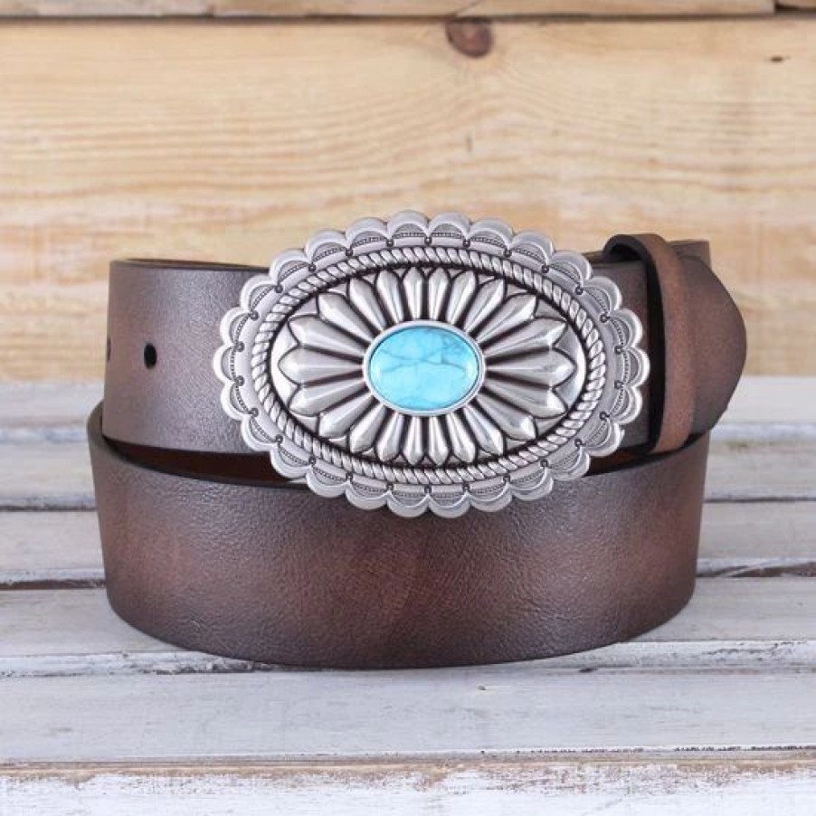 Belts * | Ariat Bella Turquoise Buckle Belt