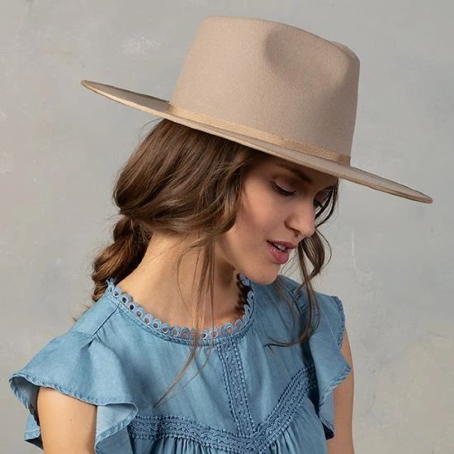 Hats * | Country Grace Beige Billie Wool Felt Rancher