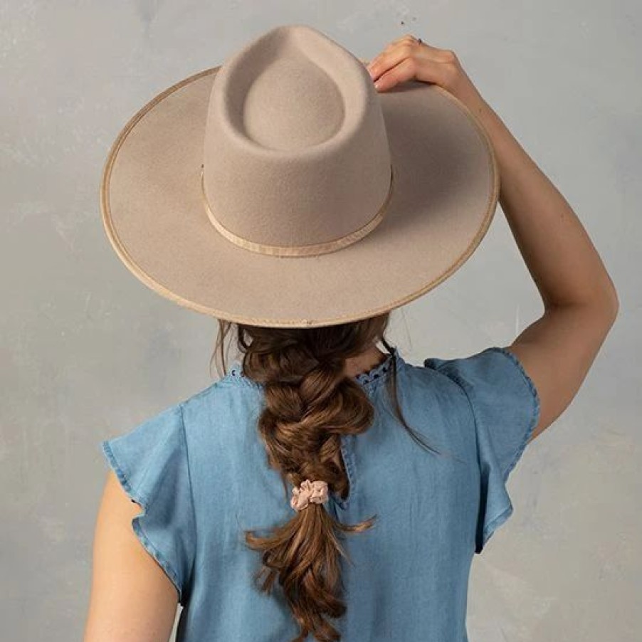 Hats * | Country Grace Beige Billie Wool Felt Rancher