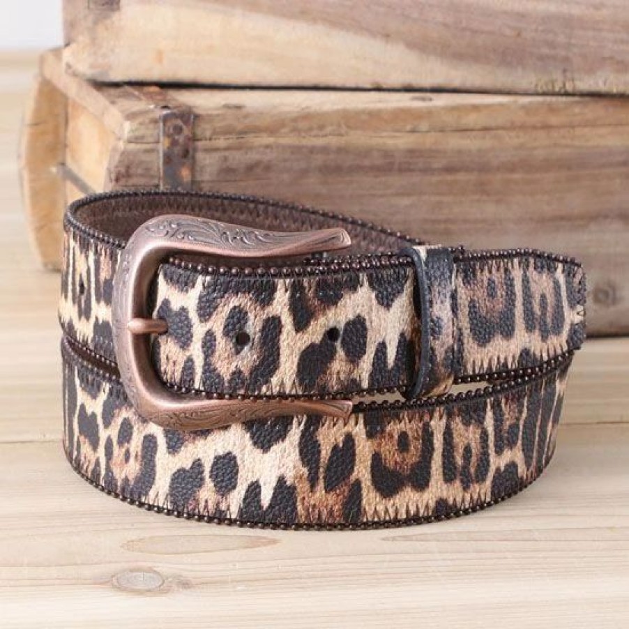 Belts * | Roper Tan Leopard Belt