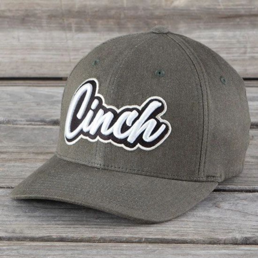 Hats * | Cinch Flexfit Olive Ball Cap