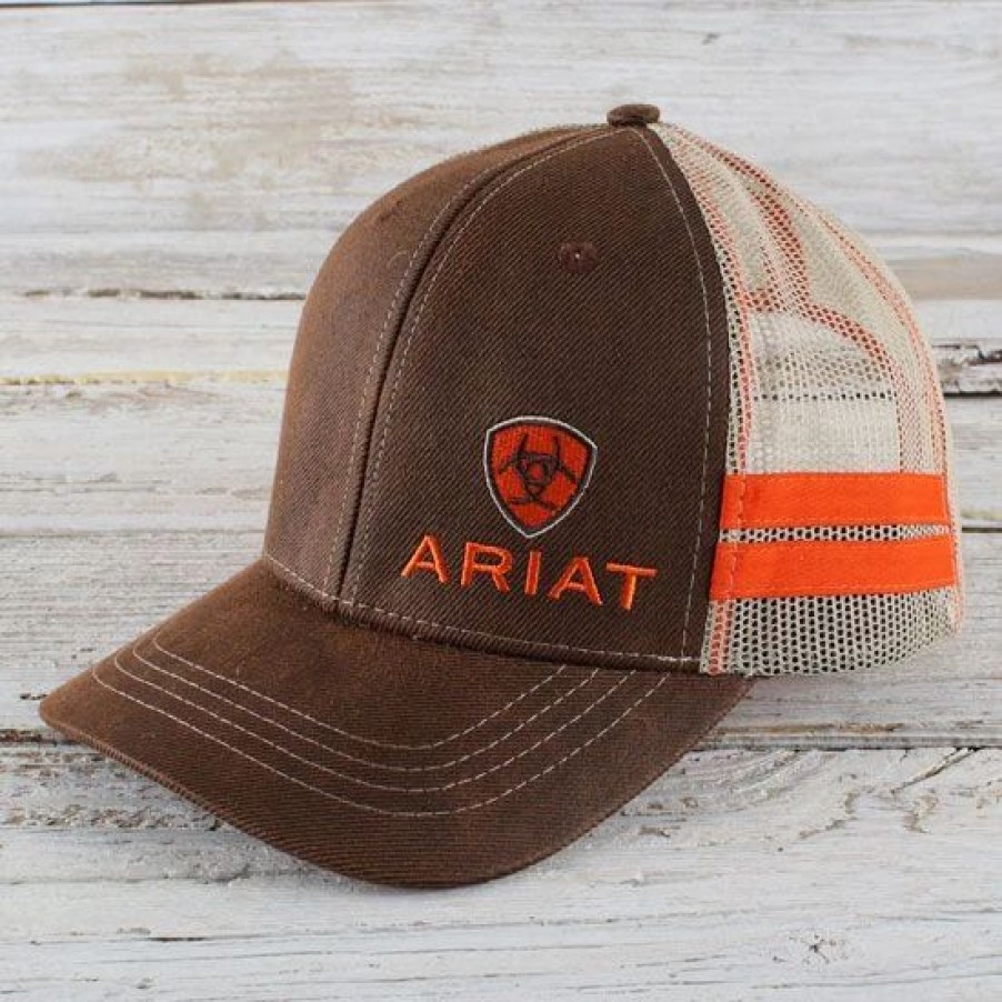 Hats * | Ariat Brown And Orange Oilskin Cap