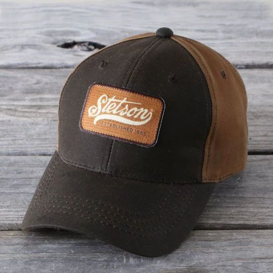 Hats * | Stetson Two-Tone Orange Patch Logo Ball Cap