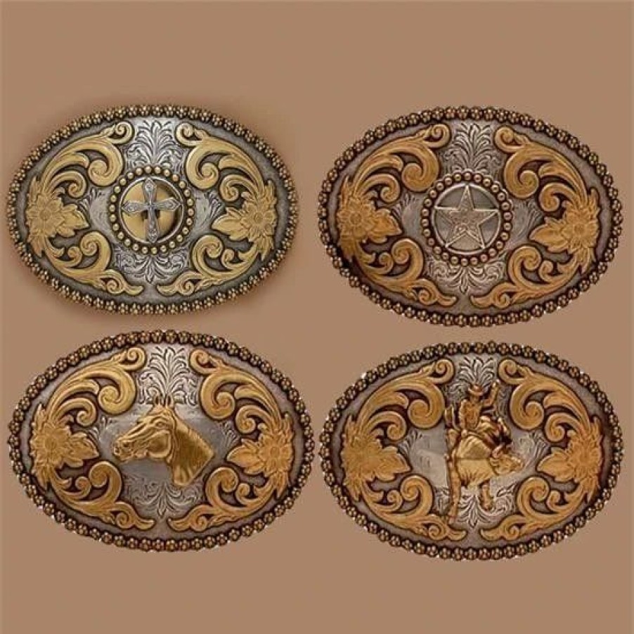 Buckles * | Nocona Antiqued Two-Tone Oval Berry Buckle