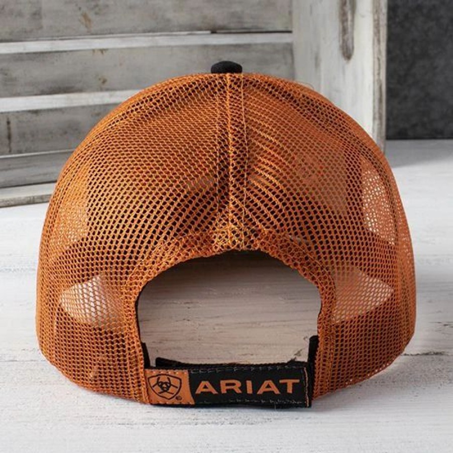 Hats * | Ariat Black And Orange Cap