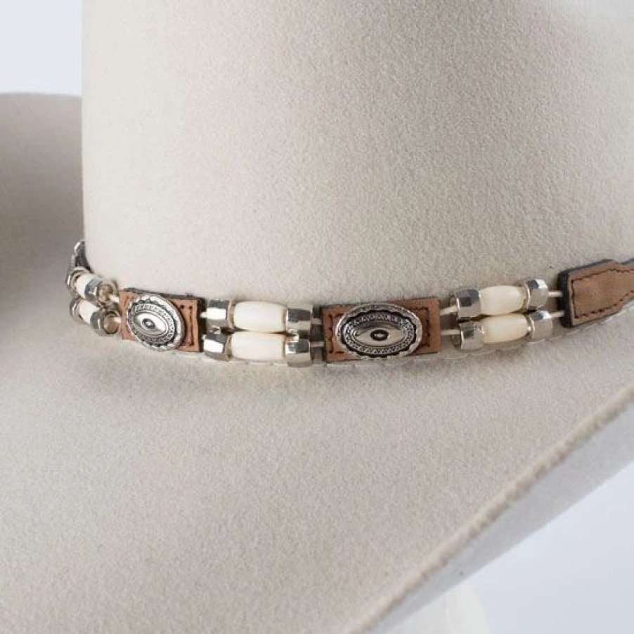 Hats * | M And F Brown Studs And Beaded Hatband