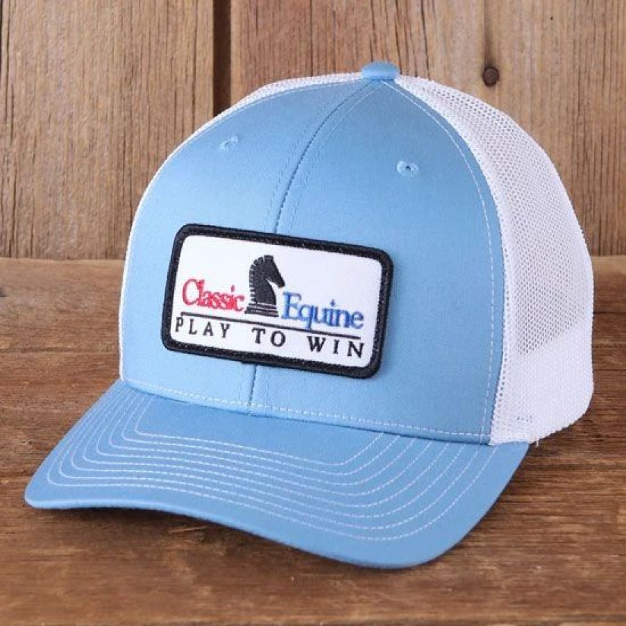 Hats * | Classic Equine Embroidered Patch Blue/White Ball Cap