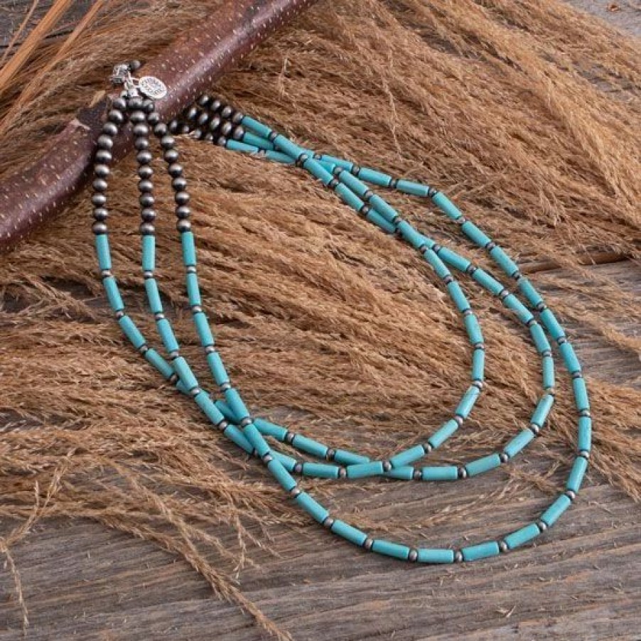 Jewelry * | West And Company Turquoise Strand Beaded Necklace